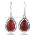 Boucles d&#39;oreilles en argent sterling avec des pierres précieuses en or jaune rouge Onyx